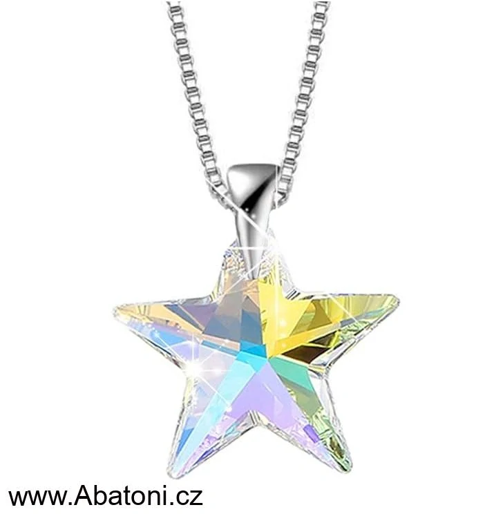 Swarovski Elements Star krystal 20mm - Stříbrná sada (set, souprava) náušnice a přívěsek s řetízkem černá hvězda, hvězdičky 54034.1  Jet (černá) 