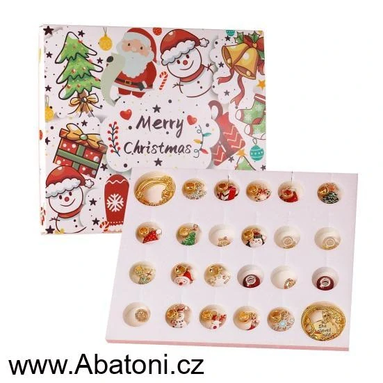 Abatoni Vánoční Adventní kalendář se 2 náramky a 22 přívěsky - barva zlatá, červená a bílá (sada pro výrobu náramků)