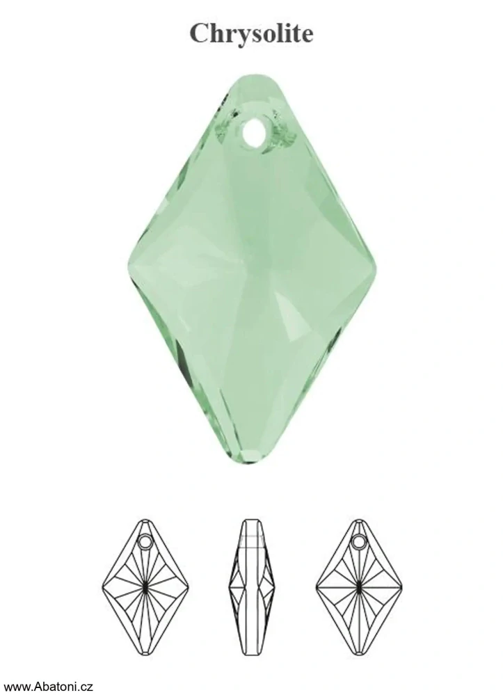 Swarovski Elements Rhombus krystal 19mm - Stříbrný náhrdelník (přívěsek + řetízek) zelený kosočtverec 54020.4 Chrysolite (zelená světlá, mátová)