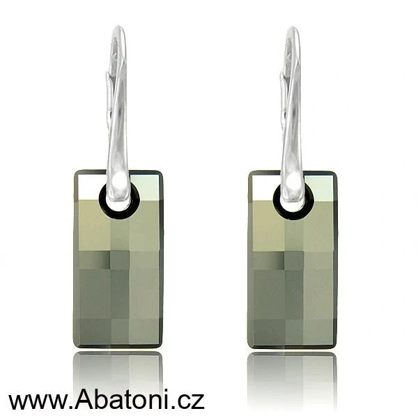 Swarovski Elements Urban krystal 20mm - Stříbrné náušnice visací černé obdélníky 31278.5 Jet Hematite (černá, lesklá magnetická kovová)