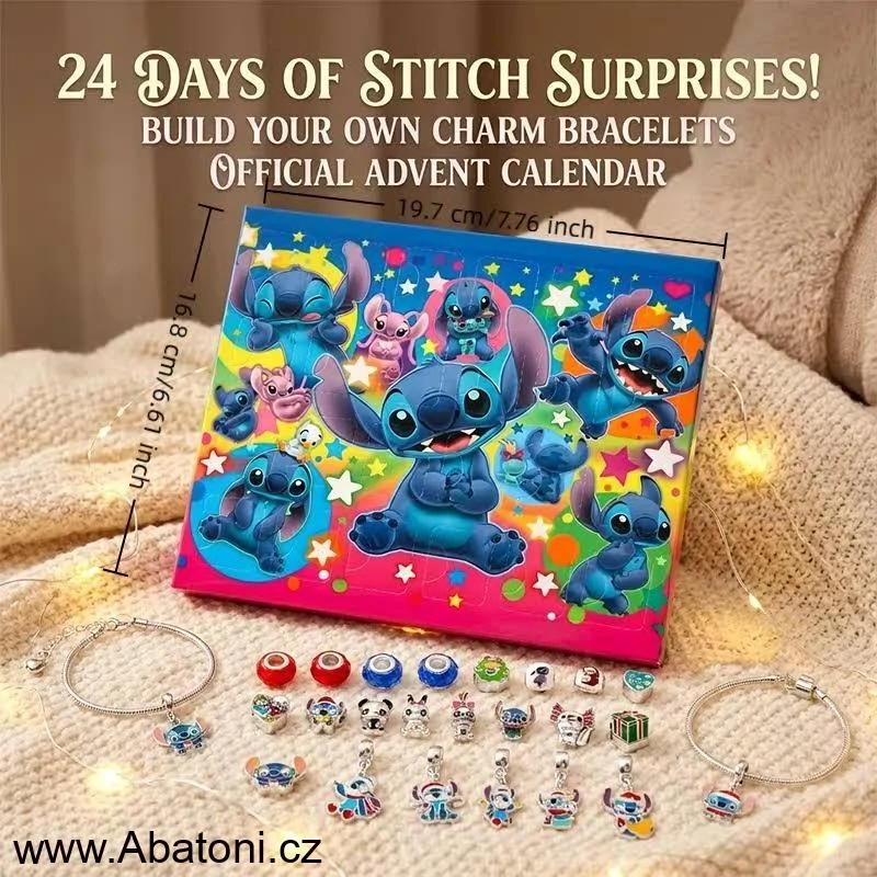 Abatoni Vánoční Adventní kalendář Lilo & Stitch se 2 náramky a 22 přívěsky