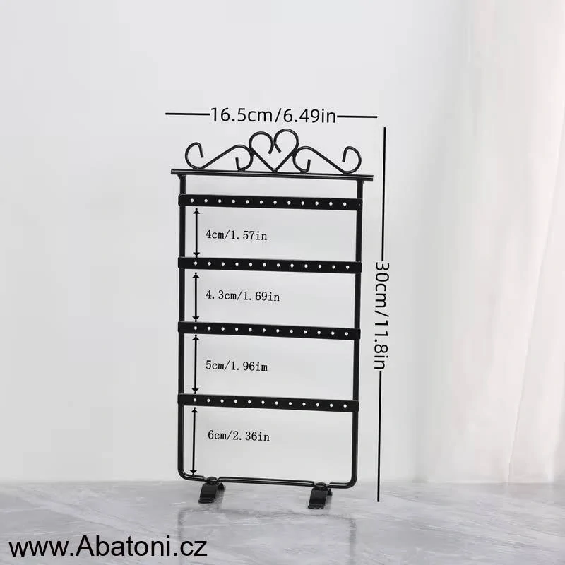 Gaira® Kovový stojánek na šperky 9331, Barva černá - black, dekor srdce - heart