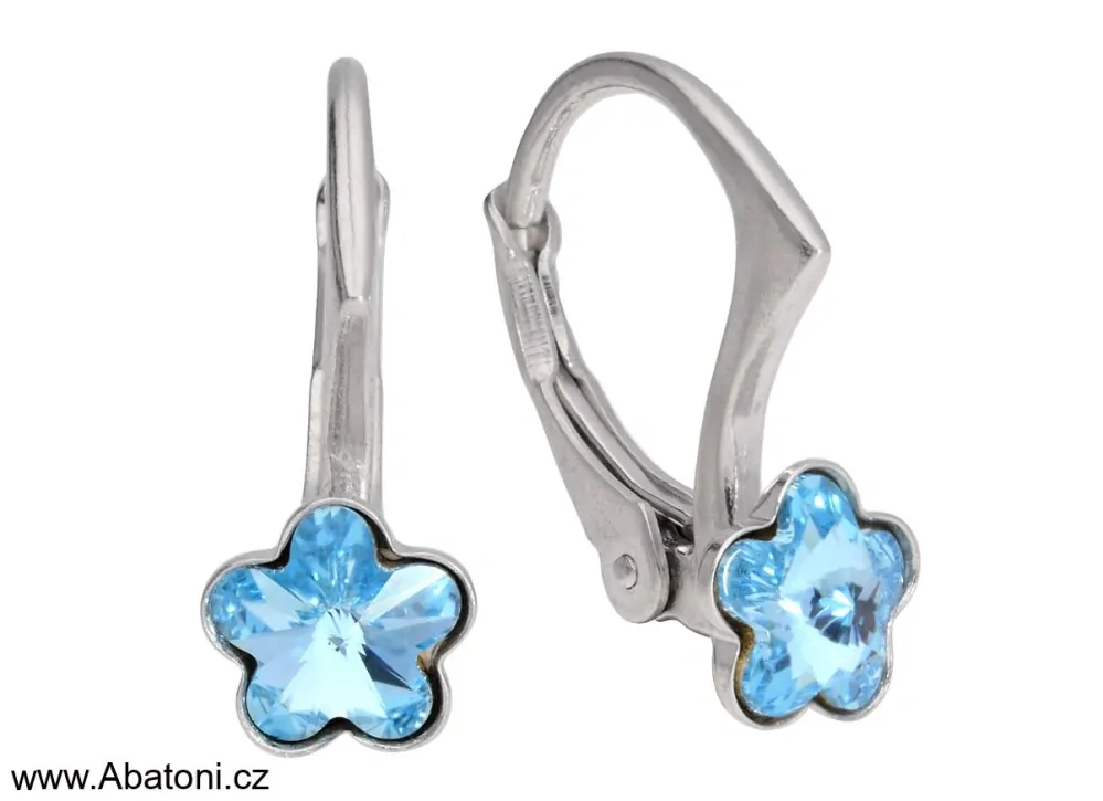 Swarovski Elements Flower - Stříbrný náhrdelník (přívěsek + řetízek) bílá kytička, květinka 34239.1 Crystal AB (bílá, křišťálová, duhová, měňavá)