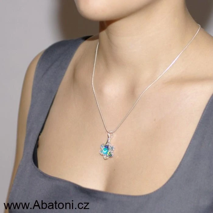 Swarovski Elements Snowflake krystal 20mm - Stříbrná sada (set, souprava) náušnice a přívěsek s řetízkem bílá duhová vločka, sněhové vločky 34221.1 Crystal AB (bílá, křišťálová, duhová, měňavá) 