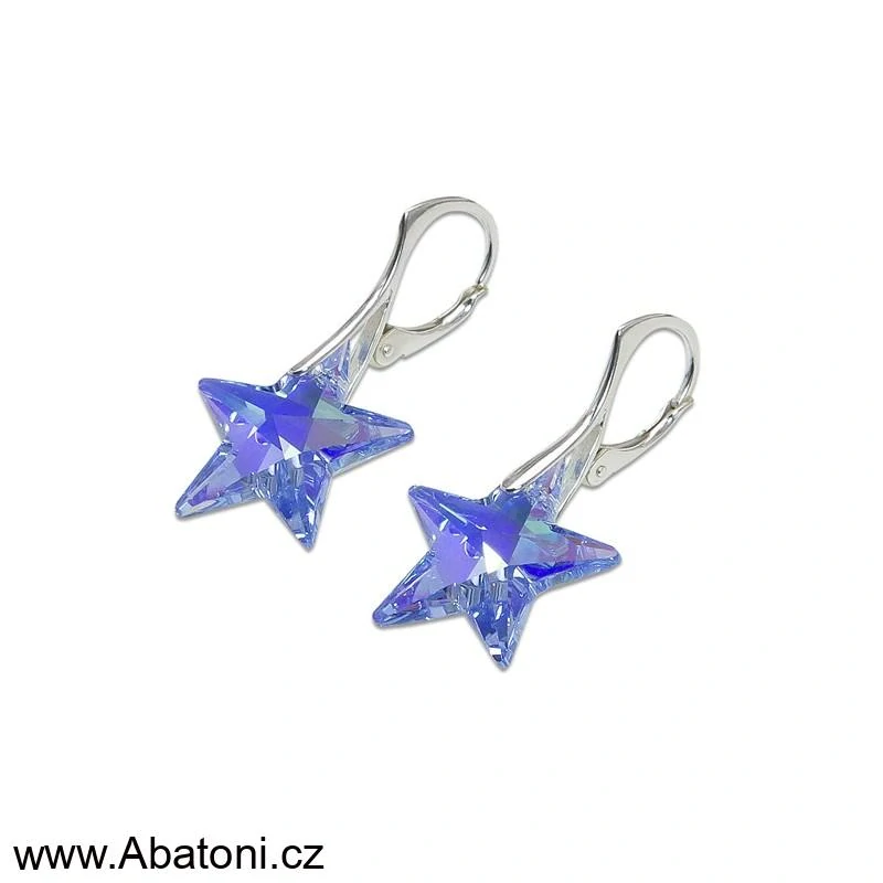 Swarovski Elements Star krystal 20mm - Stříbrné náušnice visací bílá duhová hvězda, hvězdičky 51055.2 Crystal AB (bílá, křišťálová, duhová, měňavá) 