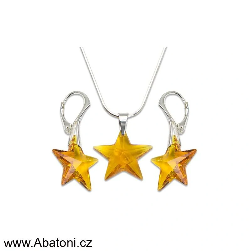 Swarovski Elements Star krystal 20mm - Stříbrný náhrdelník (přívěsek + řetízek) visací černá hvězda, hvězdičky 54034.1 Jet (černá)