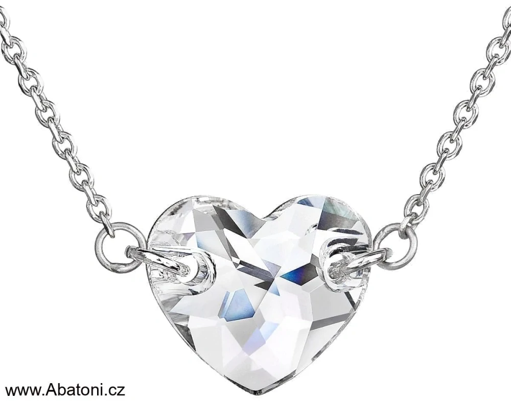 Swarovski Elements Heart krystal 14mm - Stříbrný náhrdelník (přívěsek + řetízek) černo šedé DVOUDÍRKOVÉ srdce, srdíčko 32020.5 Silver Night (černá, šedá, duhová)