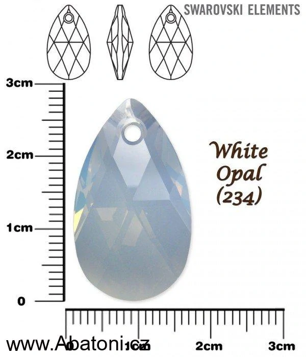 Swarovski Elements Pear krystal XXL 28mm - Stříbrný náhrdelník (přívěsek + řetízek) visací bílá slza, kapka 34255.1 White Opal (bílá mléčná, vintage)