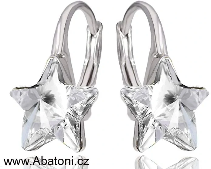 Swarovski Elements Star vlepený krystal 10mm - Stříbrný náhrdelník (přívěsek + řetízek) modrá hvězdička 54034.3 Bermuda Blue (modrá, mořská, duhová, měňavá) 