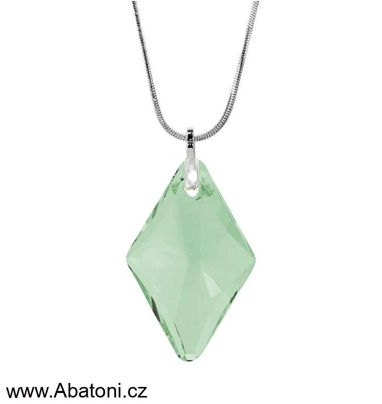 Swarovski Elements Rhombus krystal 19mm - Stříbrné masivní náušnice visací zelené kosočtverce 51032.3 Chrysolite (zelená světlá, mátová)