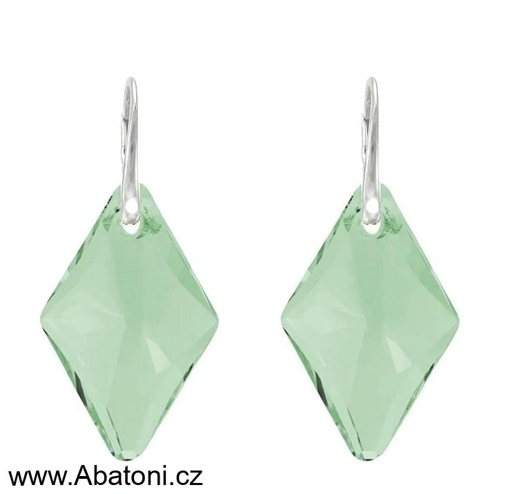 Swarovski Elements Rhombus krystal 19mm - Stříbrný náhrdelník (přívěsek + řetízek) zelený kosočtverec 54020.4 Chrysolite (zelená světlá, mátová)