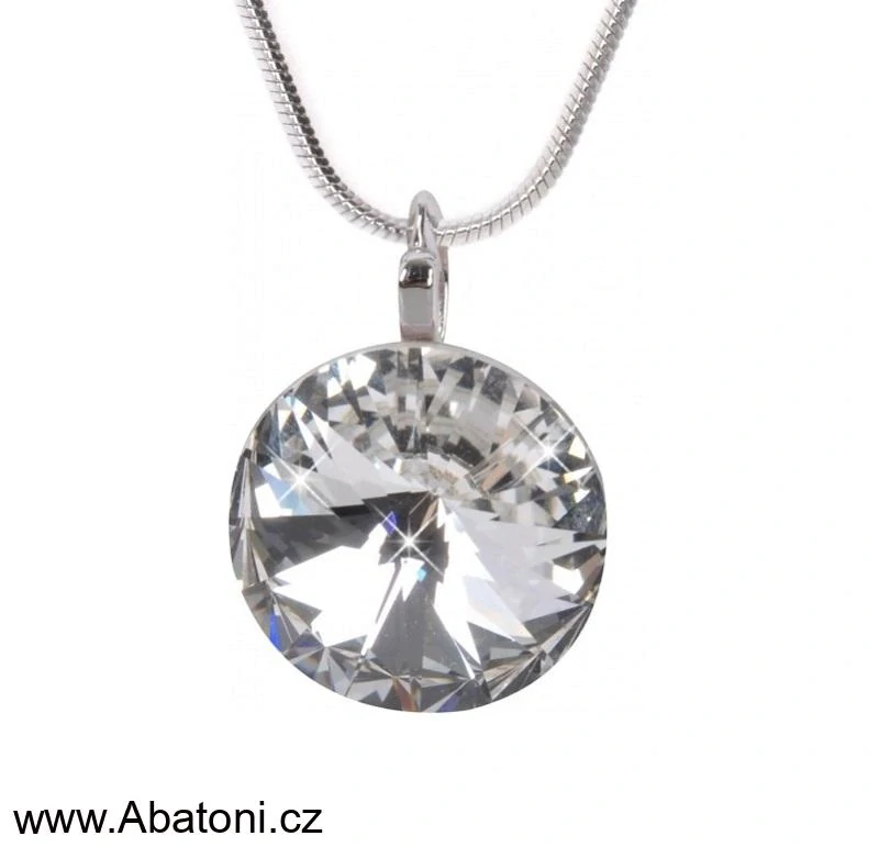 Swarovski Elements Rivoli vlepený krystal 8mm - Dětské Stříbrné náušnice visací bílé duhové kulaté 51031.2 Crystal AB (bílá, křišťálová, duhová, měňavá) 