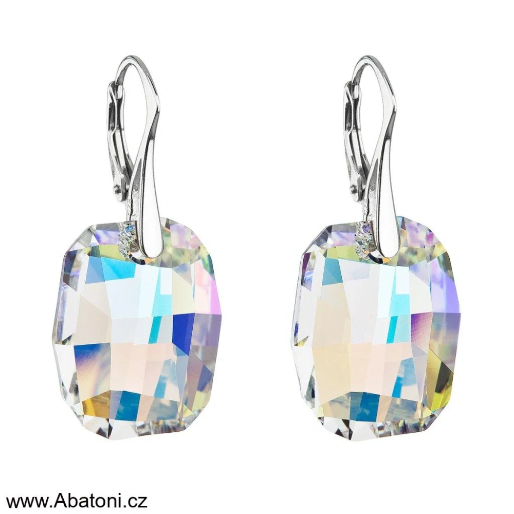 Swarovski Elements Graphic krystal 19mm - Stříbrný náhrdelník (přívěsek + řetízek) zelený zkosený obdélník 34254.2 Emerald (zelená tmavá, smaragdová, brčálová) 