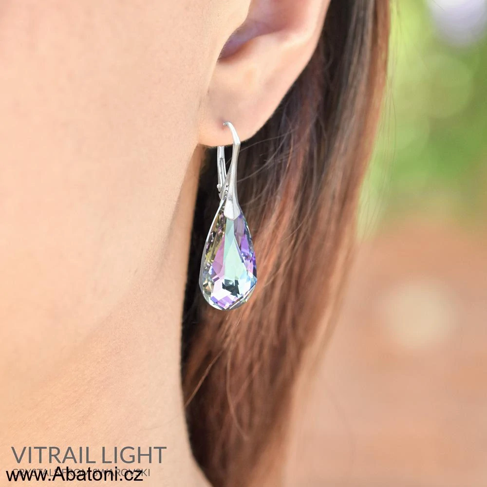 Swarovski Elements Teardrop krystal 24mm - Stříbrný náhrdelník (přívěsek + řetízek) visací bílá slza, kapka 34255.1 Crystal (bílá, čirá, křišťálová)