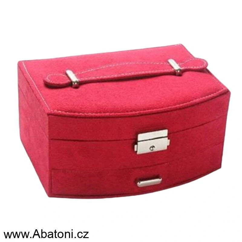 Gaira® Dvoupatrová sametová šperkovnice se šuplíčkem 9022-25 - červená - red