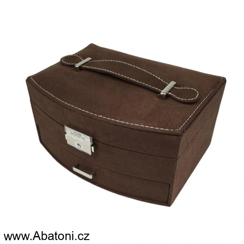 Gaira® Dvoupatrová sametová šperkovnice se šuplíčkem 9022-15 - hnědá - brown