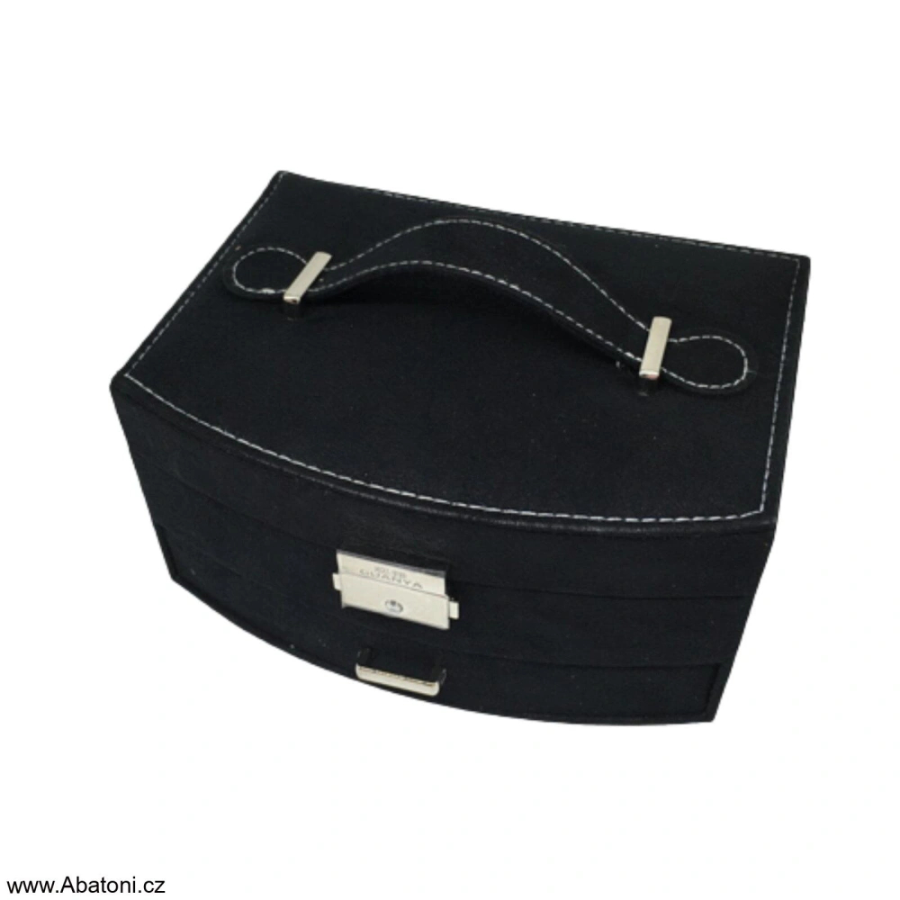 Gaira® Dvoupatrová sametová šperkovnice se šuplíčkem 9022-10 - černá - black