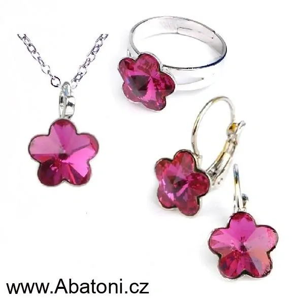 Swarovski Elements Flower - Stříbrný náhrdelník (přívěsek + řetízek) bílá kytička, květinka 34239.1 Crystal AB (bílá, křišťálová, duhová, měňavá)
