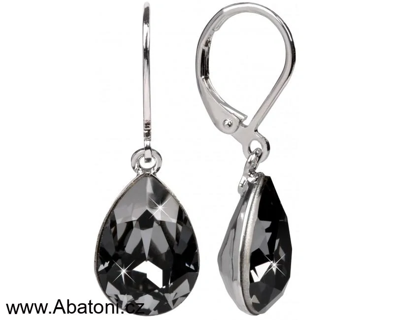 Swarovski Elements Pear vlepený krystal 14mm - Stříbrné náušnice visací oranžová slza, kapky 31242.3 Peach DeLite (světlá žluto oranžová, meruňková, duhová)