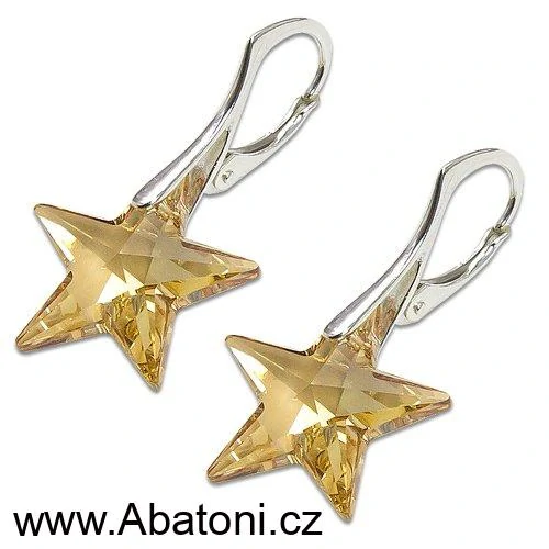 Swarovski Elements Star krystal 20mm - Stříbrná sada (set, souprava) náušnice a přívěsek s řetízkem černá hvězda, hvězdičky 54034.1  Jet (černá) 