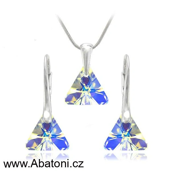 Swarovski Elements Xilion Triangle krystal 12mm - Stříbrný náhrdelník (přívěsek + řetízek) visací fialový trojúhelník 39174.2 Vitrail Light (růžová, fialová, tyrkysová, duhová) 