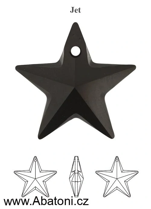 Swarovski Elements Star krystal 20mm - Stříbrné náušnice visací černá hvězda, hvězdičky 51055.1 Jet (černá)