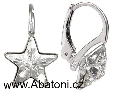 Swarovski Elements Star vlepený krystal 10mm - Stříbrná sada (set, souprava) náušnice a přívěsek s řetízkem šedo černá hvězdička 54034.1 Silver Night (černá, šedá, duhová)