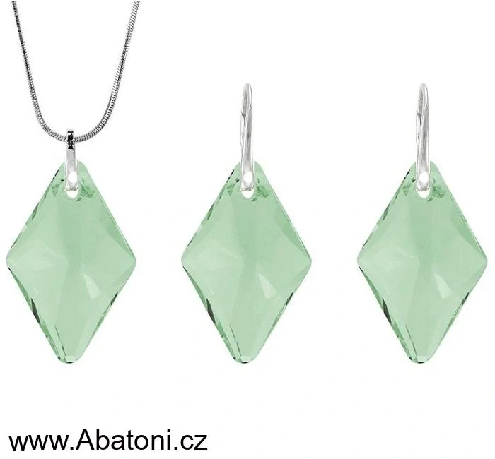 Swarovski Elements Rhombus krystal 19mm - Stříbrný náhrdelník (přívěsek + řetízek) zelený kosočtverec 54020.4 Chrysolite (zelená světlá, mátová)