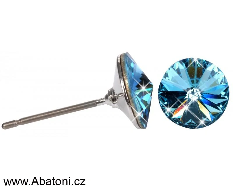 Swarovski Elements Rivoli vlepený krystal 8mm - Dětské Stříbrné náušnice visací bílé duhové kulaté 51031.2 Crystal AB (bílá, křišťálová, duhová, měňavá) 