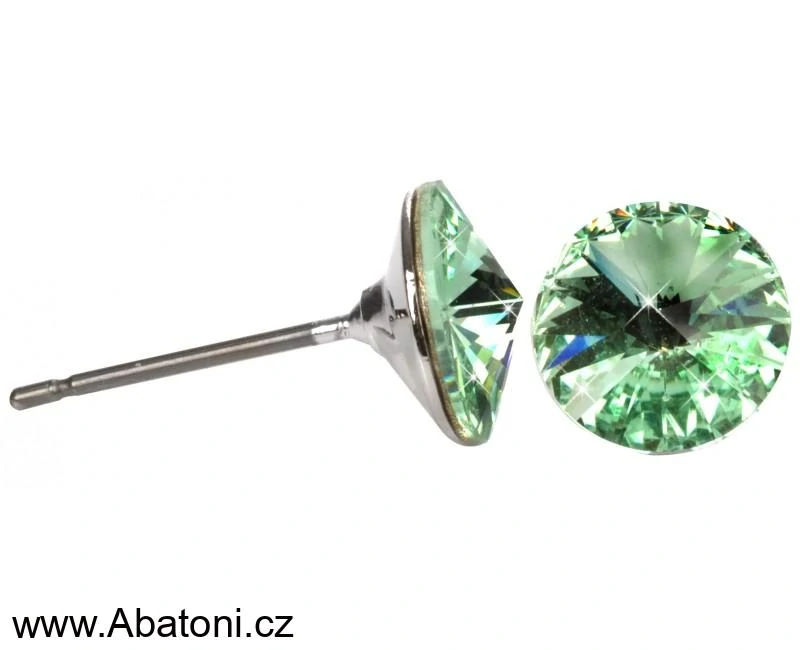 Swarovski Elements Rivoli vlepený krystal 8mm - Dětské Stříbrné náušnice visací zelené fialové kulaté 51031.5 Paradise Shine (zeleno-růžová, fialová, duhová, měňavá) 