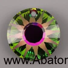 Swarovski Elements Sun krystal 12+12mm - Stříbrná sada (set, souprava) náušnice a přívěsek s řetízkem zelené kulaté sluníčko 39169.4 Vitrail Medium (zeleno-růžová duhová) 
