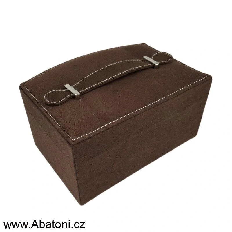 Gaira® Dvoupatrová sametová šperkovnice se šuplíčkem 9022-15 - hnědá - brown