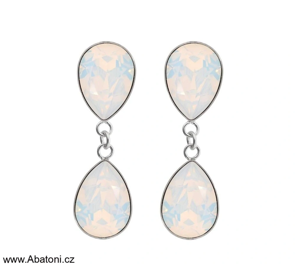 Swarovski Elements Pear vlepený krystal 14mm - Stříbrné náušnice visací oranžová slza, kapky 31242.3 Peach DeLite (světlá žluto oranžová, meruňková, duhová)
