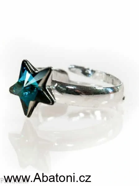 Swarovski Elements Star vlepený krystal 10mm - Stříbrný náhrdelník (přívěsek + řetízek) modrá hvězdička 54034.3 Bermuda Blue (modrá, mořská, duhová, měňavá) 
