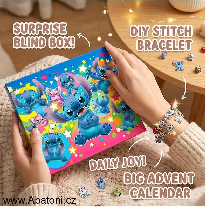 Abatoni Vánoční Adventní kalendář Lilo & Stitch se 2 náramky a 22 přívěsky
