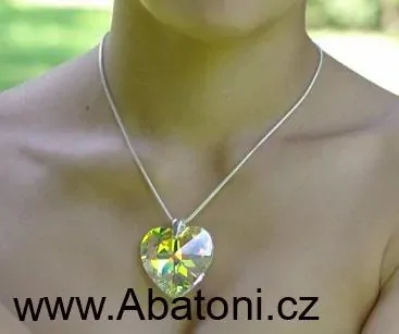 Swarovski Elements Heart krystal 18mm - Stříbrný náhrdelník (přívěsek + řetízek) fialové srdce, srdíčko 32020.5 Vitrail Light (růžová, fialová, tyrkysová, duhová)