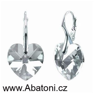 Swarovski Elements Heart krystal 18mm - Stříbrné náušnice visací bílé srdce, srdíčka 31125.1 Crystal (bílá, čirá, křišťálová)