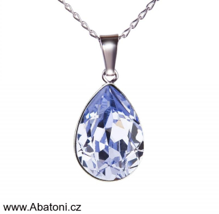 Swarovski Elements Pear vlepený krystal 14mm - Rhodiovaný náhrdelník (přívěsek + řetízek) fialová slzička, kapka 54016.3 Provence Lavender (fialová světlá, lila, šeříková)