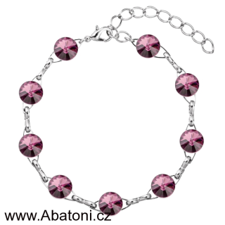 Swarovski Elements Rivoli 8mm - Rhodiovaný náramek fialový 33111.1 Amethyst (fialová, bordó, vínová)