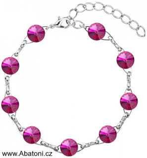 Swarovski Elements Rivoli 8mm - Rhodiovaný náramek růžový 33111.1 Fuchsia (růžová tmavá, fuchsiová)