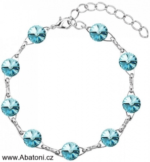 Swarovski Elements Rivoli 8mm - Rhodiovaný náramek modrý 33111.1 Light Turquoise (modrá světlá, tyrkysová)