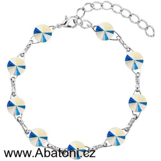 Swarovski Elements Rivoli 8mm - Rhodiovaný náramek bílý duhový 33111.1 Crystal AB (bílá, křišťálová, duhová, měňavá)