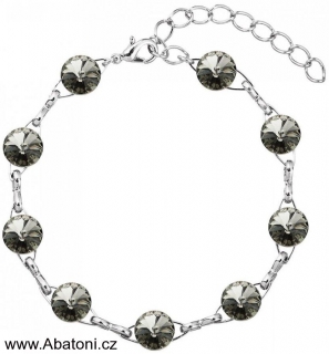 Swarovski Elements Rivoli 8mm - Rhodiovaný náramek šedý 33111.1 Black Diamond (šedá, černá, kouřová)