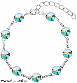 Swarovski Elements Rivoli 8mm - Rhodiovaný náramek zelený 33111.1 Paradise Shine (zeleno-růžová, fialová, duhová, měňavá)