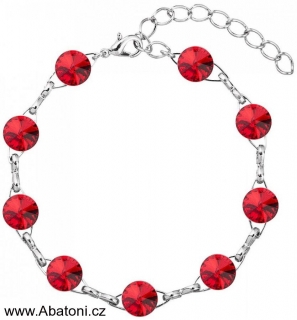 Swarovski Elements Rivoli 8mm - Rhodiovaný náramek červený 33111.1 Light Siam (červená)