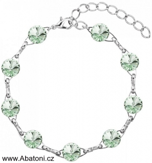 Swarovski Elements Rivoli 8mm - Rhodiovaný náramek zelený 33111.1 Chrysolite (zelená světlá, mátová)