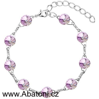 Swarovski Elements Rivoli 8mm - Rhodiovaný náramek fialový 33111.1 Vitrail Light (růžová, fialová, tyrkysová, duhová)