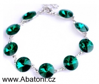 Swarovski Elements Rivoli 8mm - Rhodiovaný náramek zelený 33111.1 Emerald (zelená tmavá, smaragdová, brčálová)
