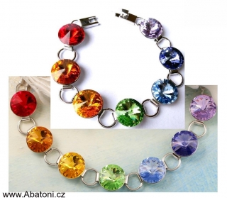 Swarovski Elements Rivoli 12mm - Rhodiovaný náramek čakrový 33111.1 barevný (multicolor, mnohobarevný, čakry)