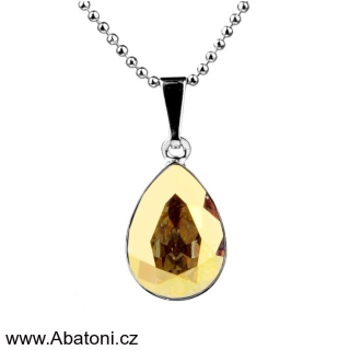 Swarovski Elements Pear vlepený krystal 14mm - Rhodiovaný náhrdelník (přívěsek + řetízek) zlatá slzička, kapka 39169.4 Metallic Sunshine (zlatá metalická, lesklá)